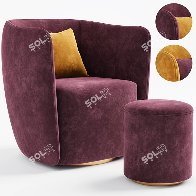 Cozy Comfort: Leisure Armchair A 3D model image 1