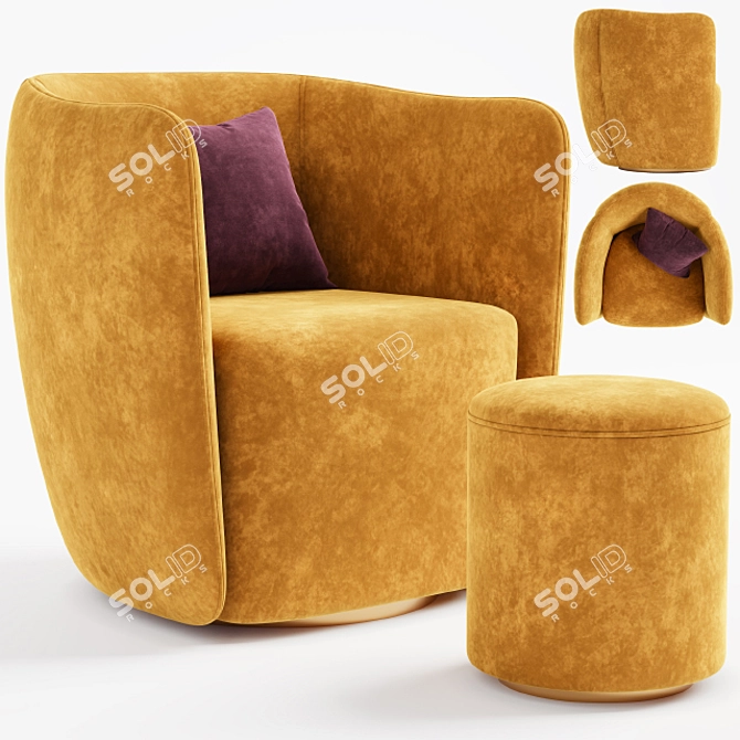 Cozy Comfort: Leisure Armchair A 3D model image 2