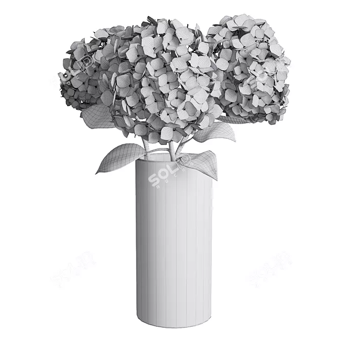 Elegant Hydrangea Branches Vase 3D model image 5