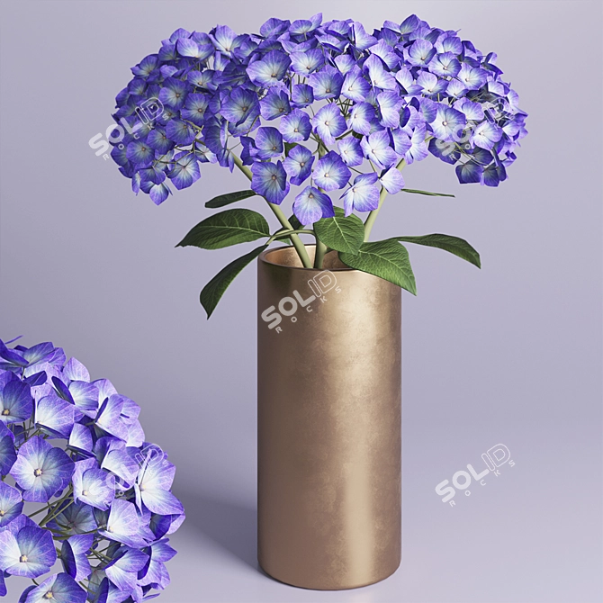 Elegant Hydrangea Branches Vase 3D model image 6