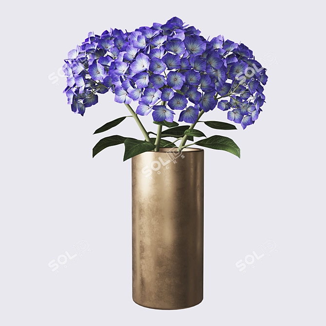 Elegant Hydrangea Branches Vase 3D model image 10