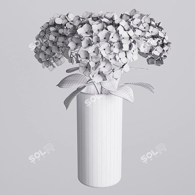 Elegant Hydrangea Branches Vase 3D model image 17
