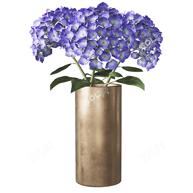 Elegant Hydrangea Branches Vase 3D model image 21