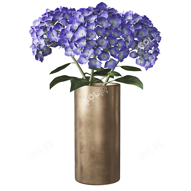 Elegant Hydrangea Branches Vase 3D model image 22