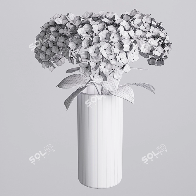 Elegant Hydrangea Branches Vase 3D model image 26