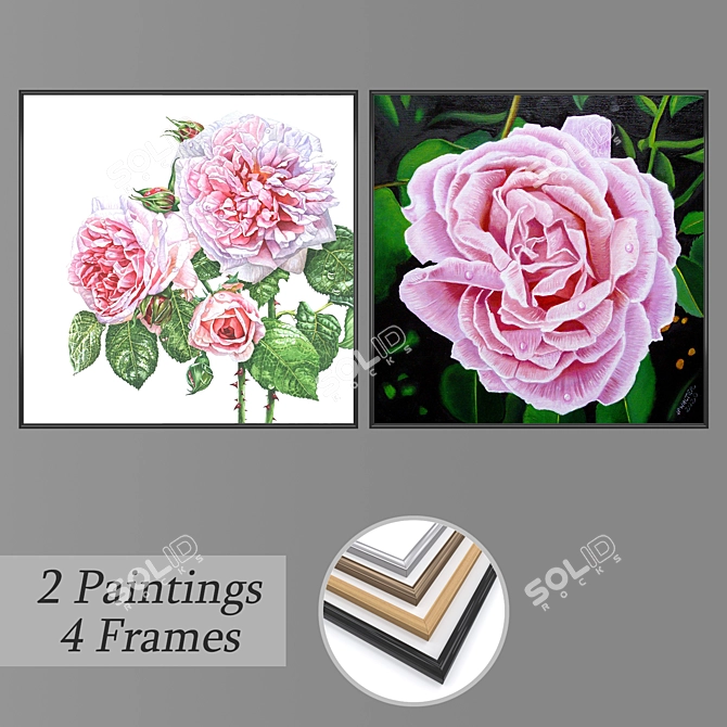 Modern Wall Art Set in Multiple Frames 3D model image 1