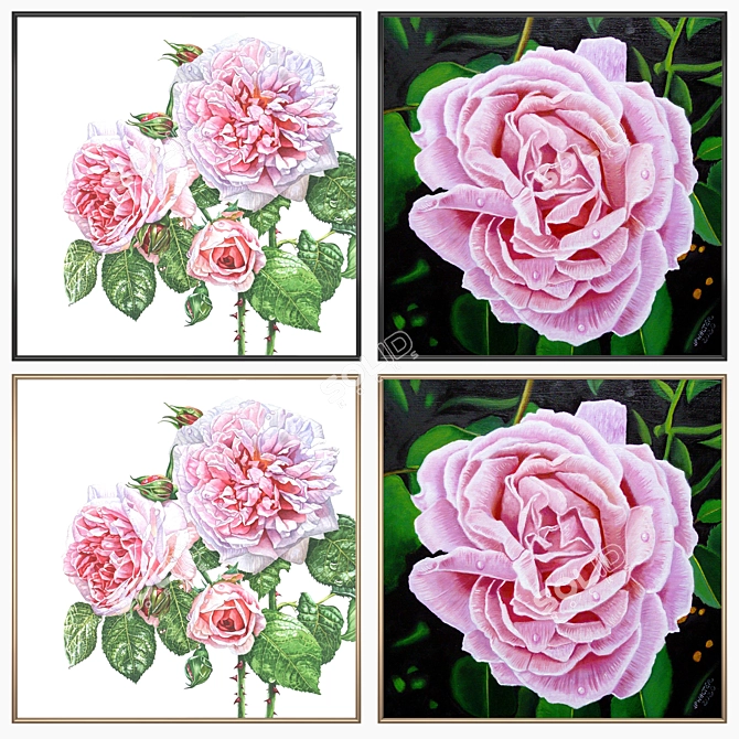 Modern Wall Art Set in Multiple Frames 3D model image 2