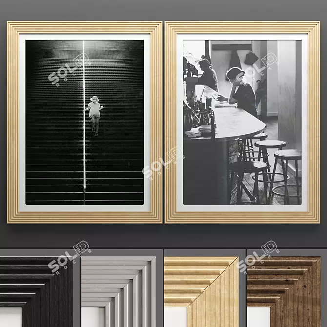 Modern Art Frame Set | 2 Frames | 4 Textures | 50x70 cm Size 3D model image 1