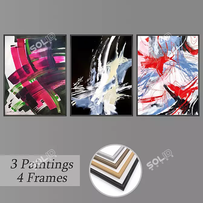 Title: Elegant Wall Art Set 3D model image 1