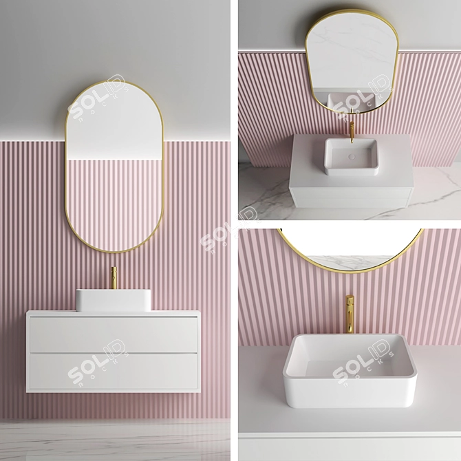 Modern Illuminated Bathroom Set 3D model image 1