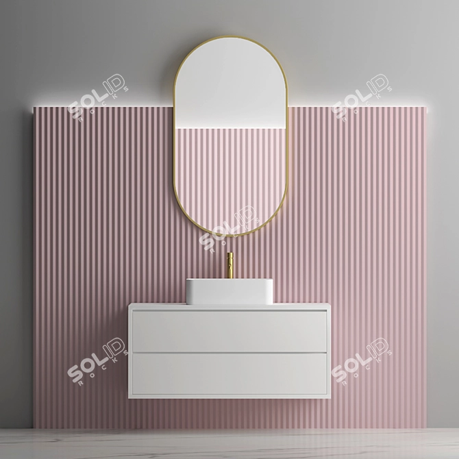 Modern Illuminated Bathroom Set 3D model image 3