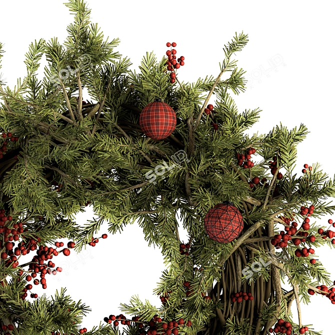  Festive Holiday Wreath - Red and Green Christmas Décor 3D model image 2