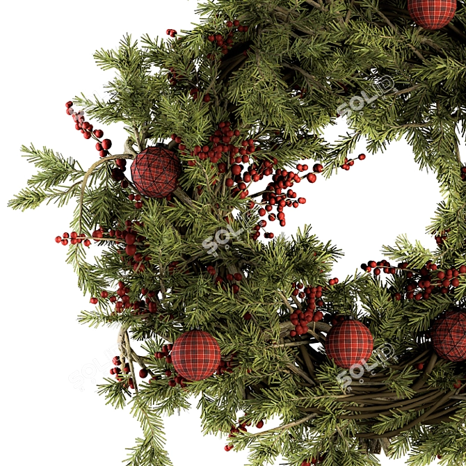  Festive Holiday Wreath - Red and Green Christmas Décor 3D model image 3