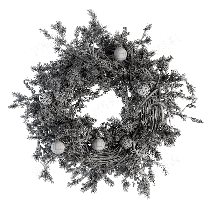  Festive Holiday Wreath - Red and Green Christmas Décor 3D model image 4