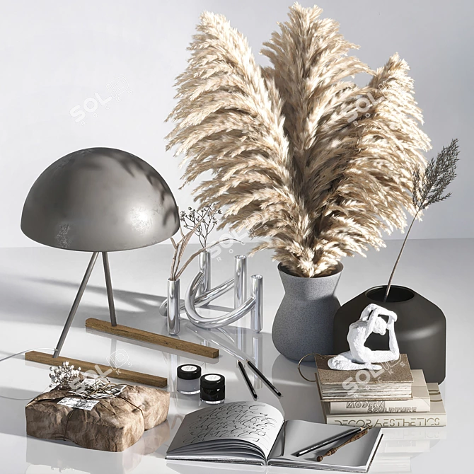 Pampas & Figurine Decor Set 3D model image 1