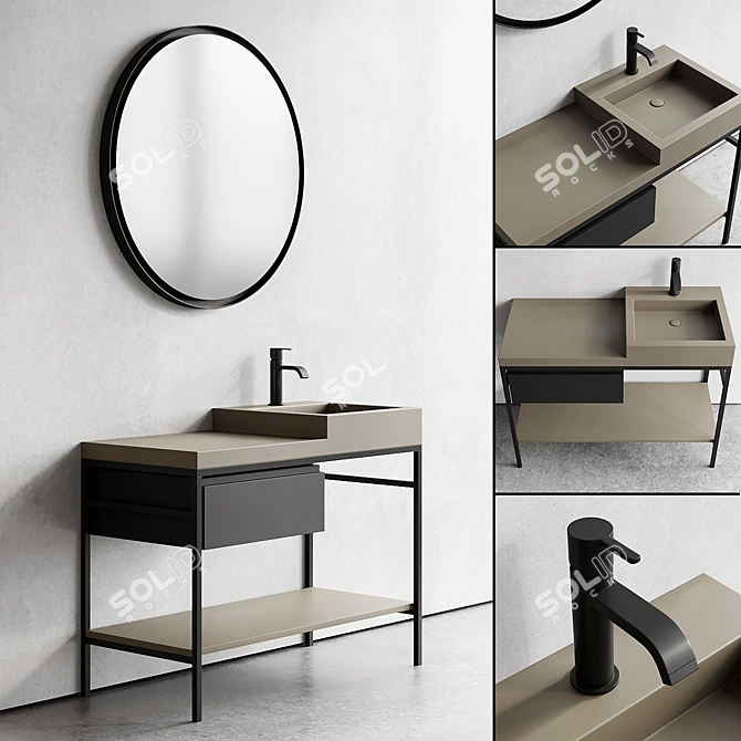 Nic Design Semplice 105: Stylish Vanity with Integrated Lighting 3D model image 1