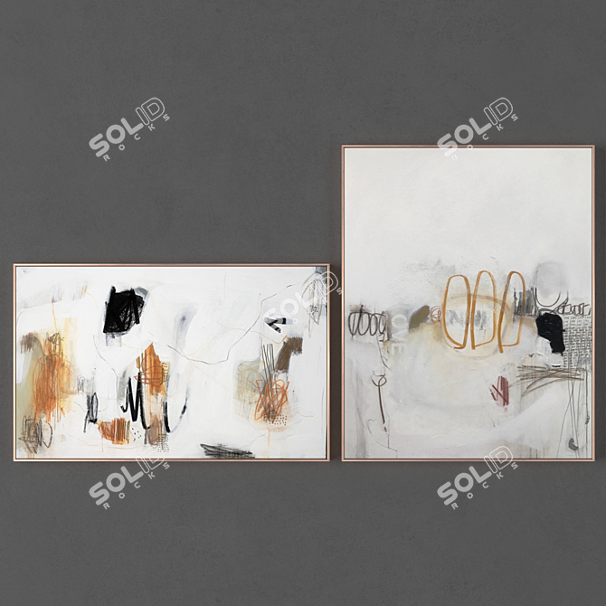 Abstract Art Frames Set 3D model image 1