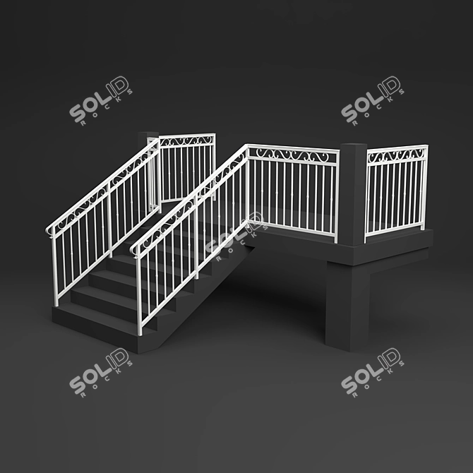 Sleek Metal Railings  3D model image 1