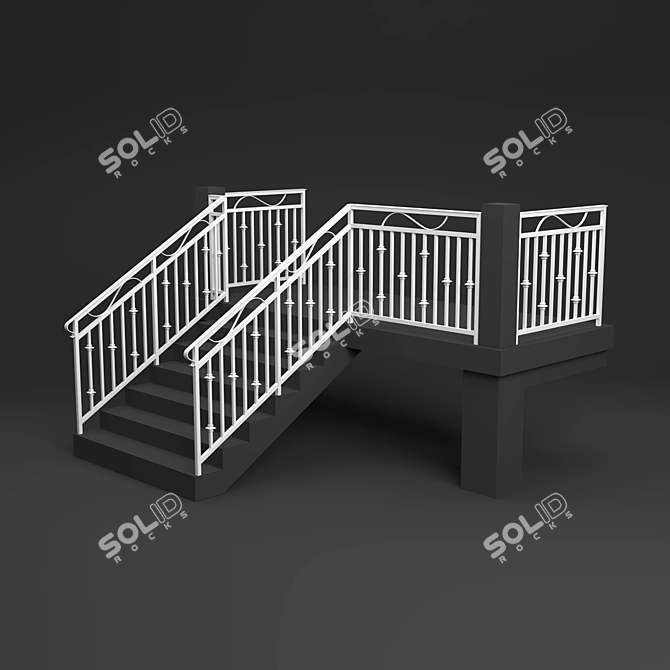 Sleek Metal Railings  3D model image 2