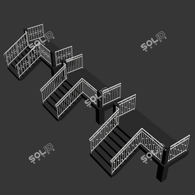 Sleek Metal Railings  3D model image 4