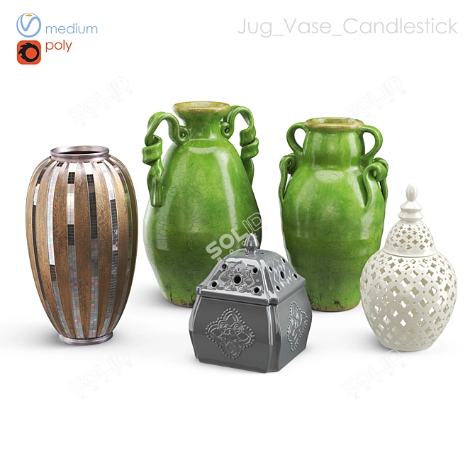 Versatile Smoothable Decor - Jug, Vase, Candlestick 3D model image 1