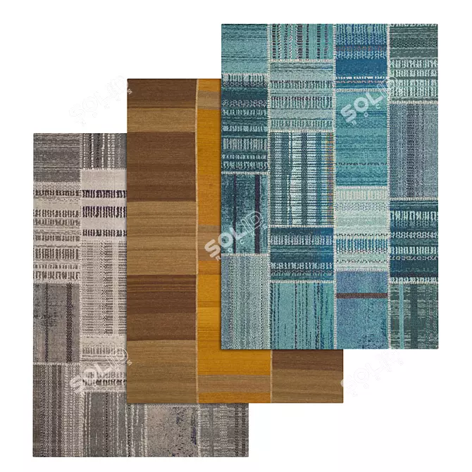 Luxury Carpet Set: High Quality Textures, 3 Variants 3D model image 1