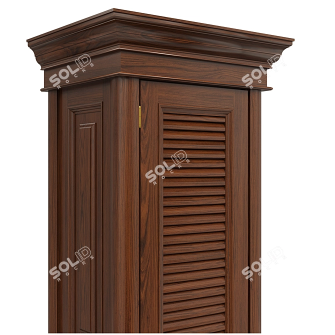 Classic Wood Wardrobe with Glass Door 3D model image 2