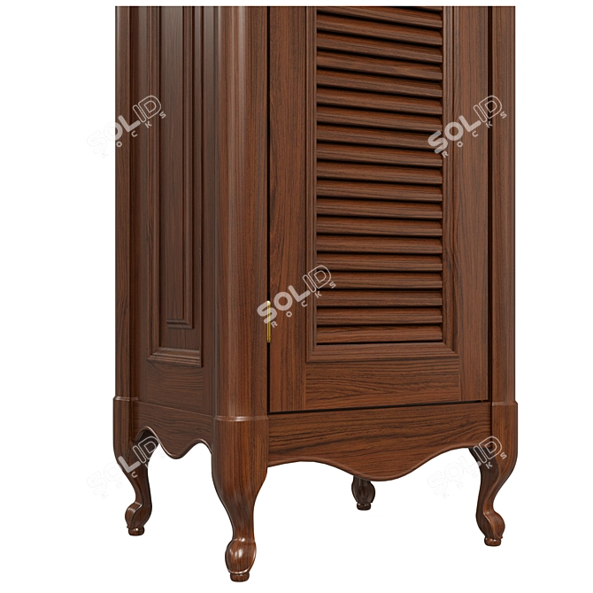 Classic Wood Wardrobe with Glass Door 3D model image 4