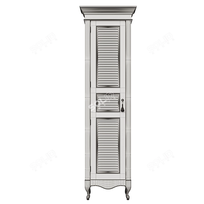 Classic Wood Wardrobe with Glass Door 3D model image 5