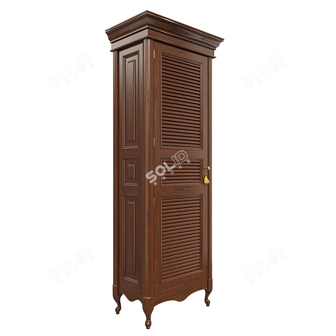 Classic Wood Wardrobe 3D model image 2