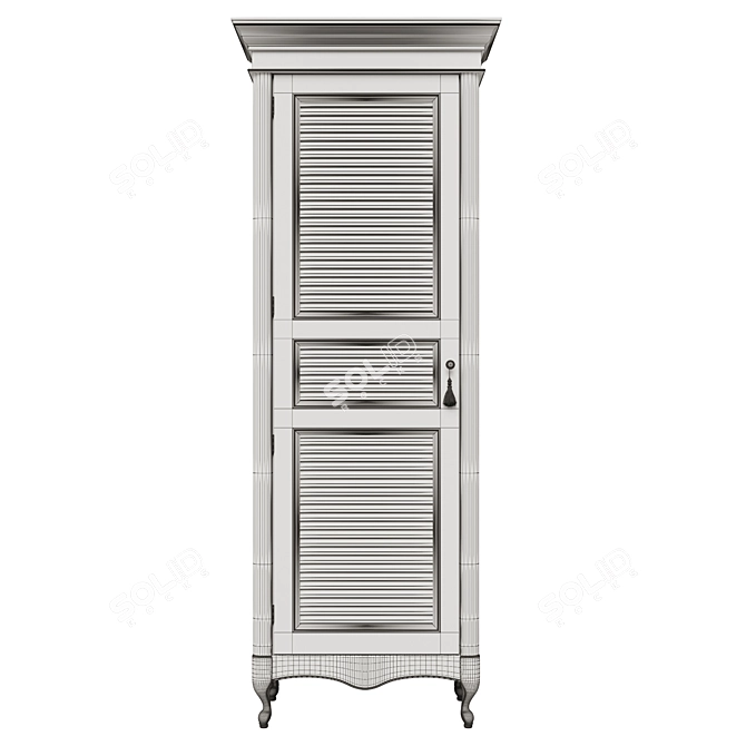 Classic Wood Wardrobe 3D model image 5