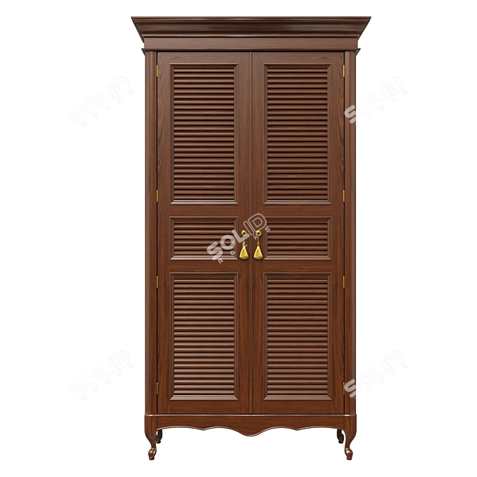 Elegant Wood Wardrobe 3D model image 1