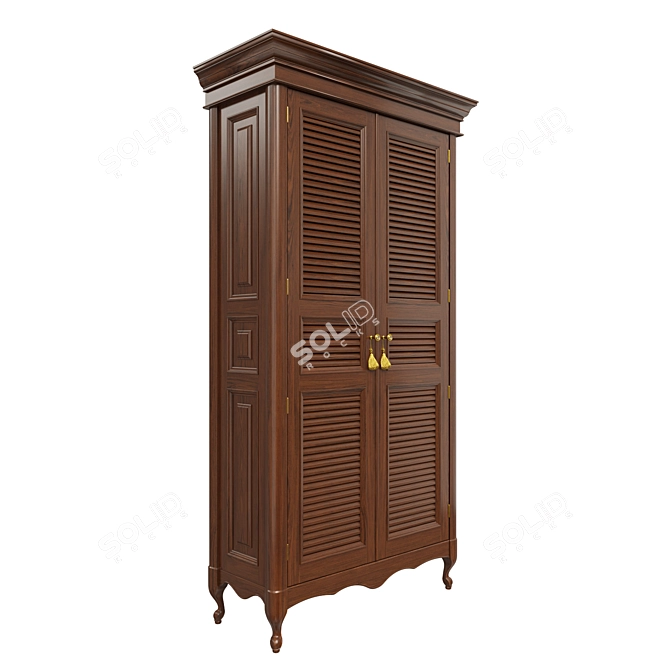 Elegant Wood Wardrobe 3D model image 2