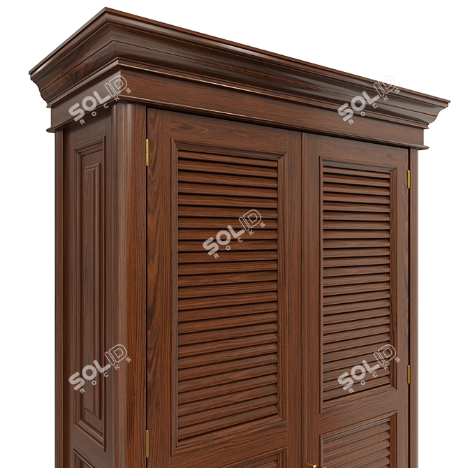 Elegant Wood Wardrobe 3D model image 3