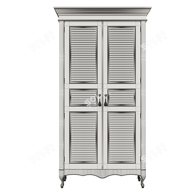 Elegant Wood Wardrobe 3D model image 5