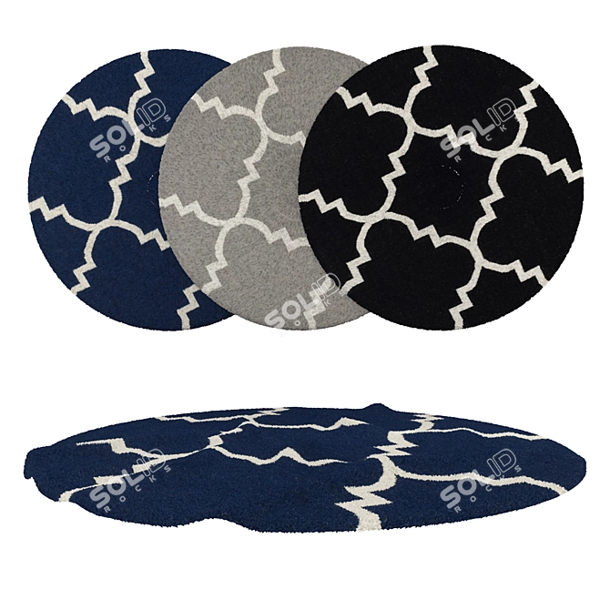 Round Carpets Set 90: Versatile & Detailed 3D Rug Collection 3D model image 1