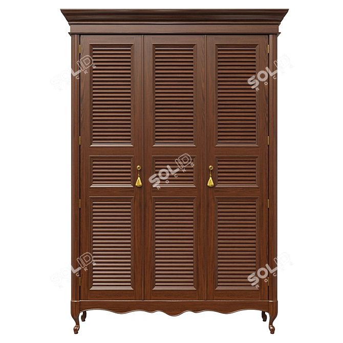 Classic Wood Wardrobe 3D model image 1