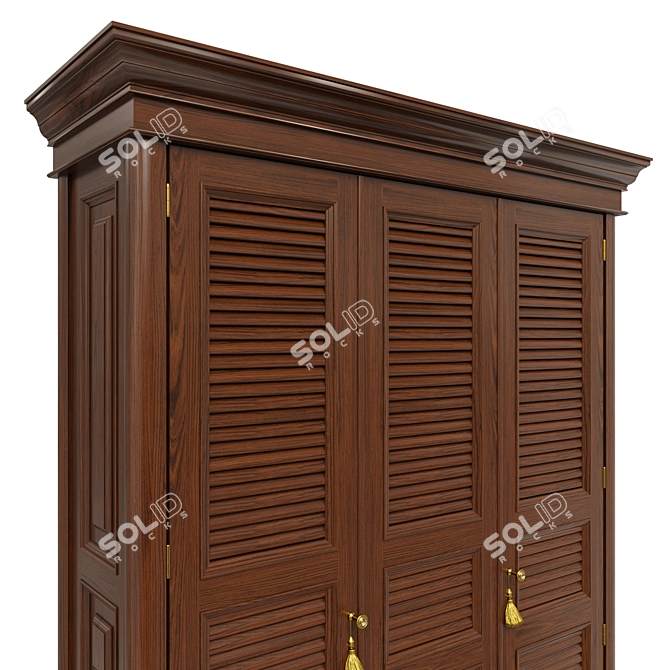 Classic Wood Wardrobe 3D model image 3