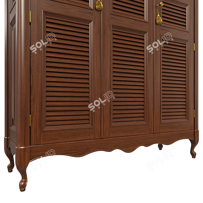 Classic Wood Wardrobe 3D model image 4