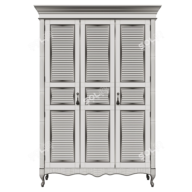 Classic Wood Wardrobe 3D model image 5