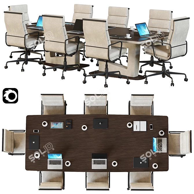 Modern Conference Table 01 3D model image 2