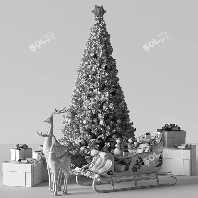 Vintage Fir Christmas Tree 2015 3D model image 5