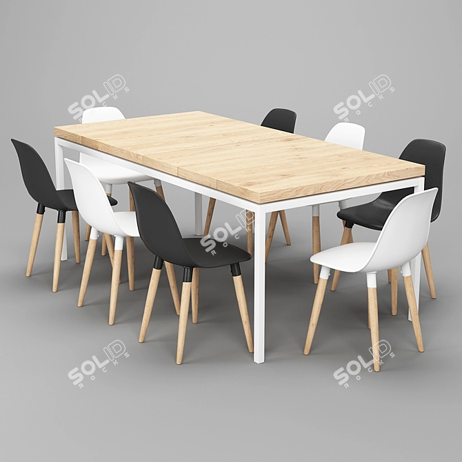 Sleek Dining Set: Table & Chairs 3D model image 5