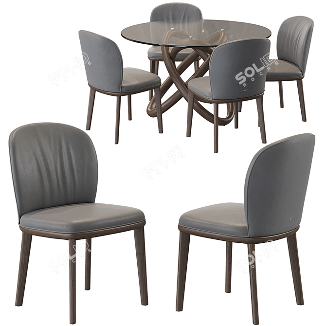 Modern Cattelan Chris Chair & Carioca Table Set 3D model image 1