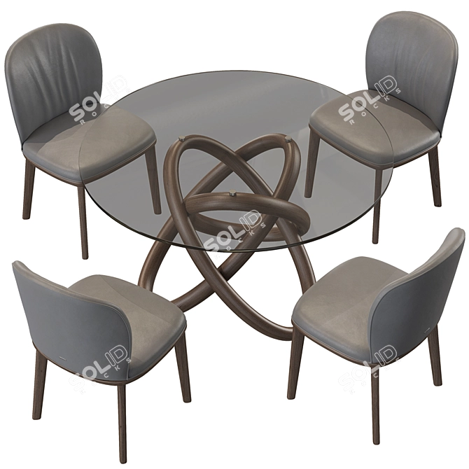 Modern Cattelan Chris Chair & Carioca Table Set 3D model image 3