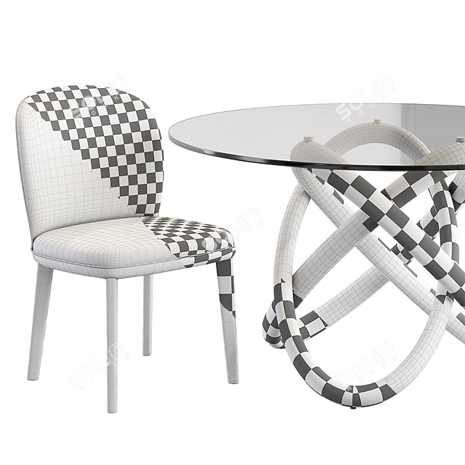 Modern Cattelan Chris Chair & Carioca Table Set 3D model image 5