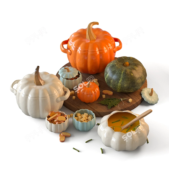 Harvest Pumpkin Decor Set 3D model image 1