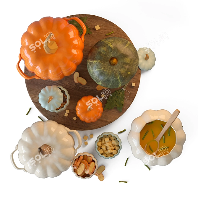 Harvest Pumpkin Decor Set 3D model image 3