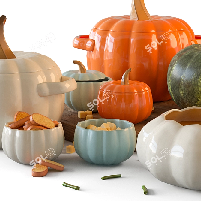 Harvest Pumpkin Decor Set 3D model image 4