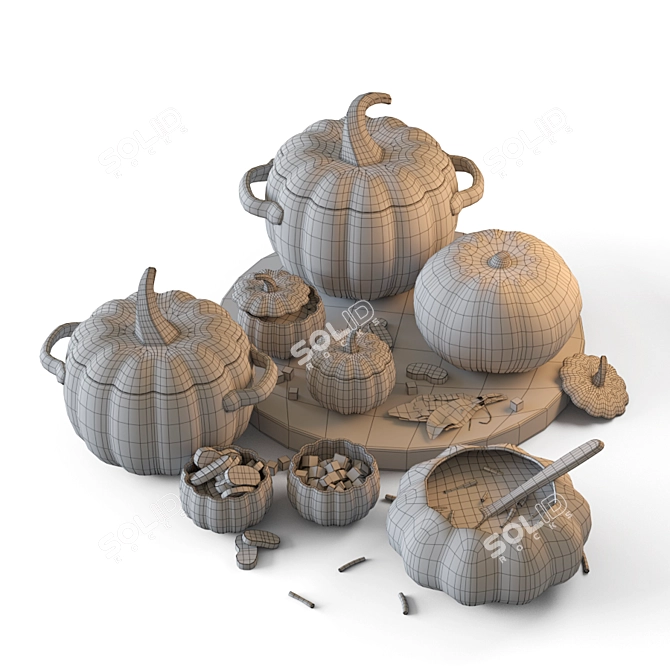 Harvest Pumpkin Decor Set 3D model image 5